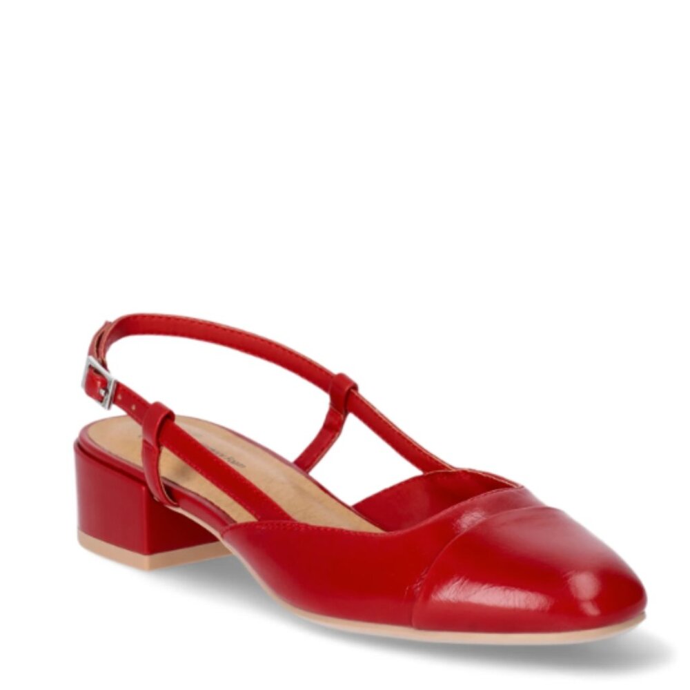 Time and Tru Women's Faux Leather Block Heel Slingbacks